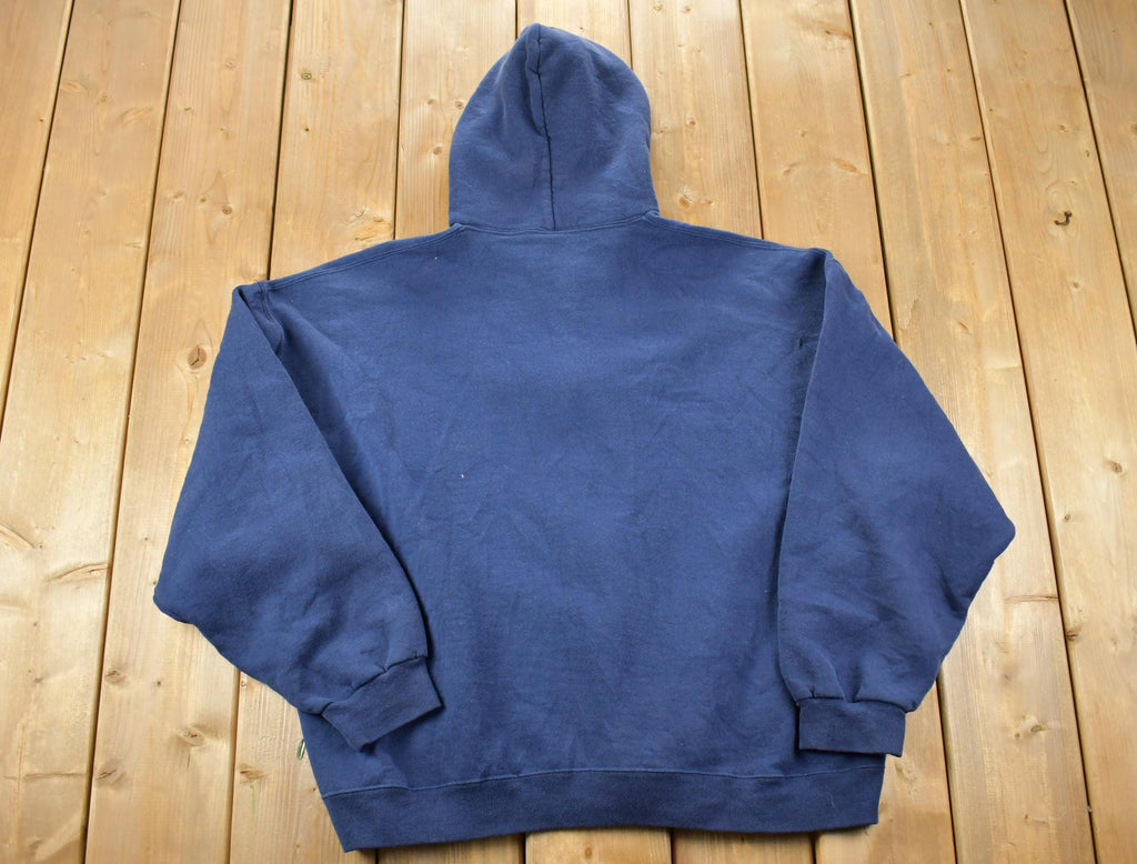 Vintage 1990s Russell Athletics Dri Power Blank Navy Hoodie Sweatshirt