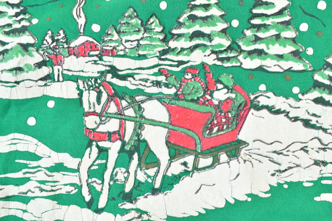Vintage 1980s Christmas AOP Cute Crewneck Sweater