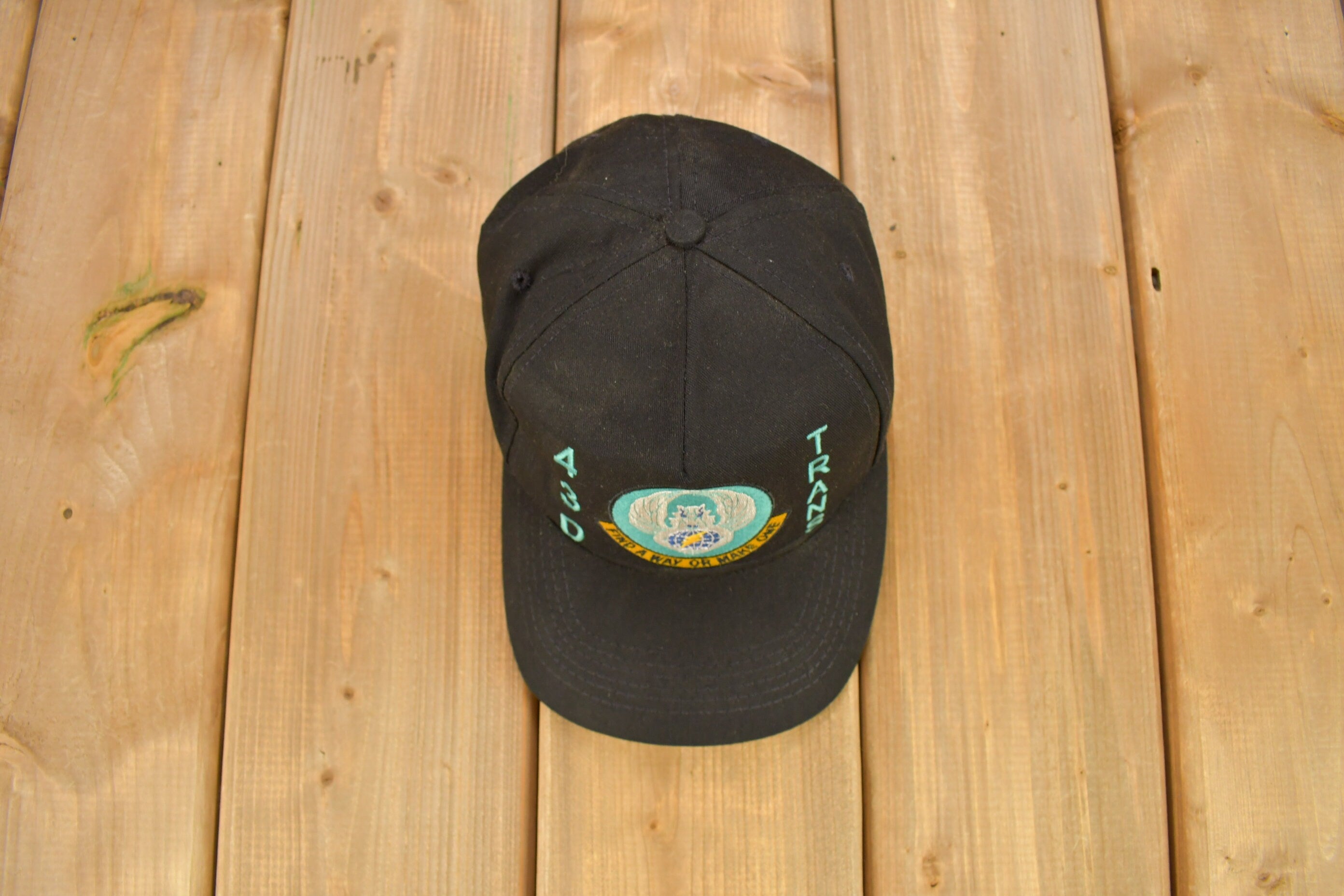 Vintage 1980s 43D Trans "Find A Way Or Make One" Military Hat