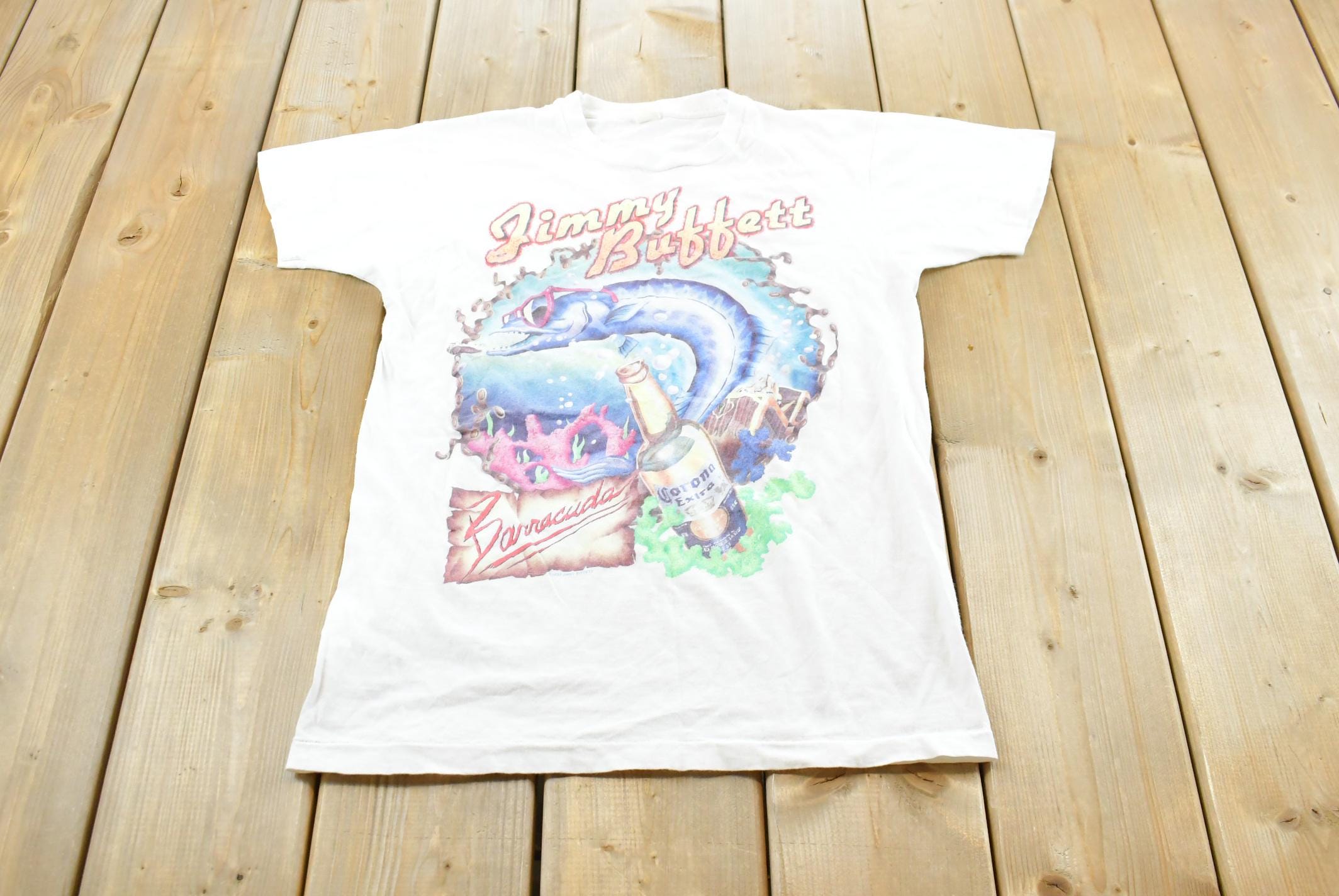 Vintage 1988 Jimmy Buffett Barracuda Band Rock Concert Music T-Shirt Men's S