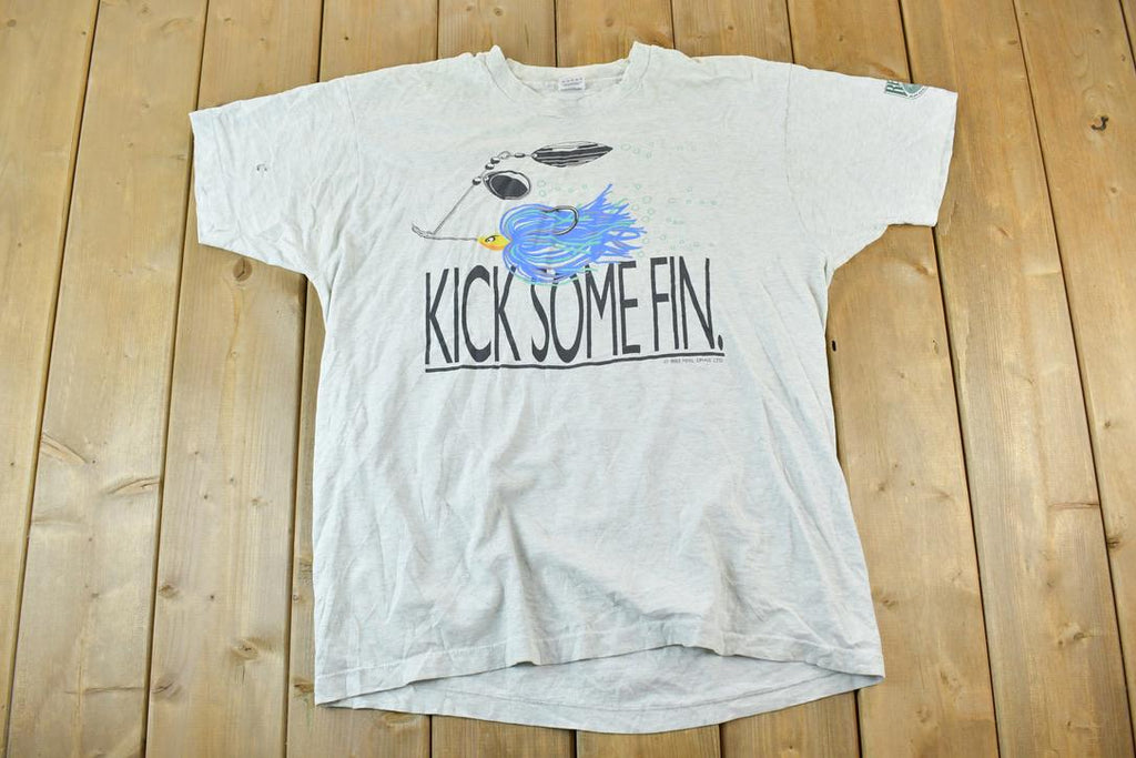 Vintage 1990s Kick Some Fin Fishing Single Stitch T-Shirt