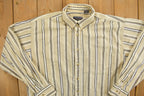 Vintage 1990s Trader Bay Striped Button Up Shirt  1990s Button Up  Vintage Flannel  Plaid Flannel  Casual Shirt  Formal Shirt
