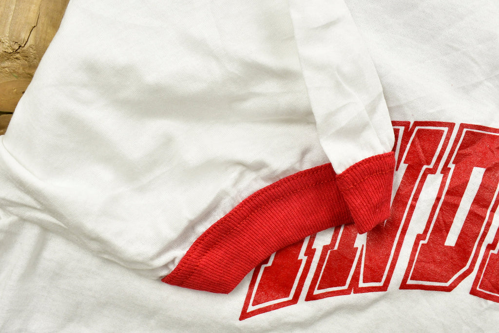 Vintage 1980s University Of Indiana Hoosiers Ringer T-Shirt / Single Stitch / NCAA Tee / Americana / Sportswear / Athleisure