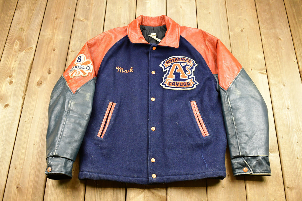Vintage 1980s Anthony's Cayuga Leather Varsity Baseball Jacket