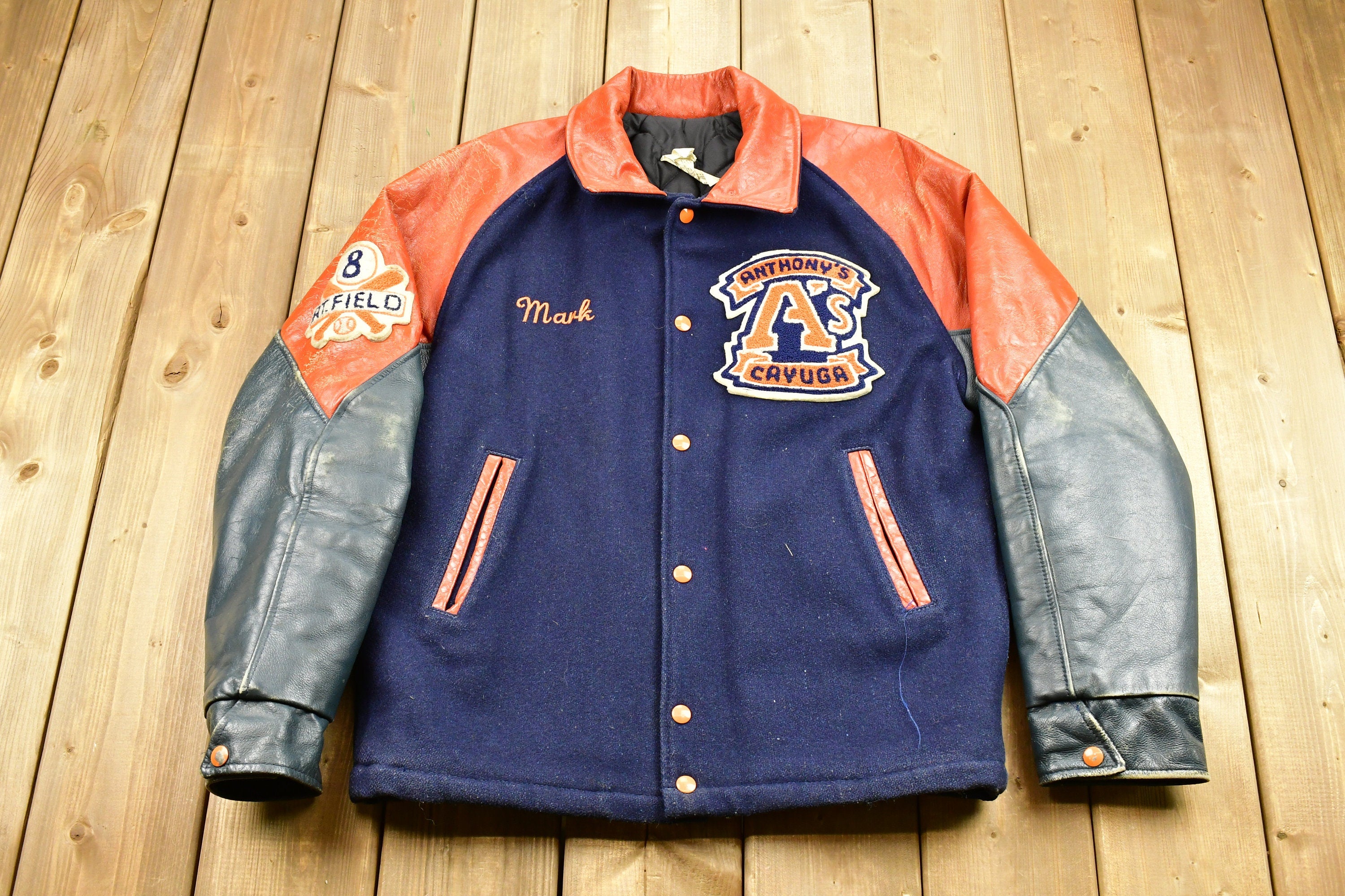 Vintage 1980s Anthony's Cayuga Leather Varsity Baseball Jacket