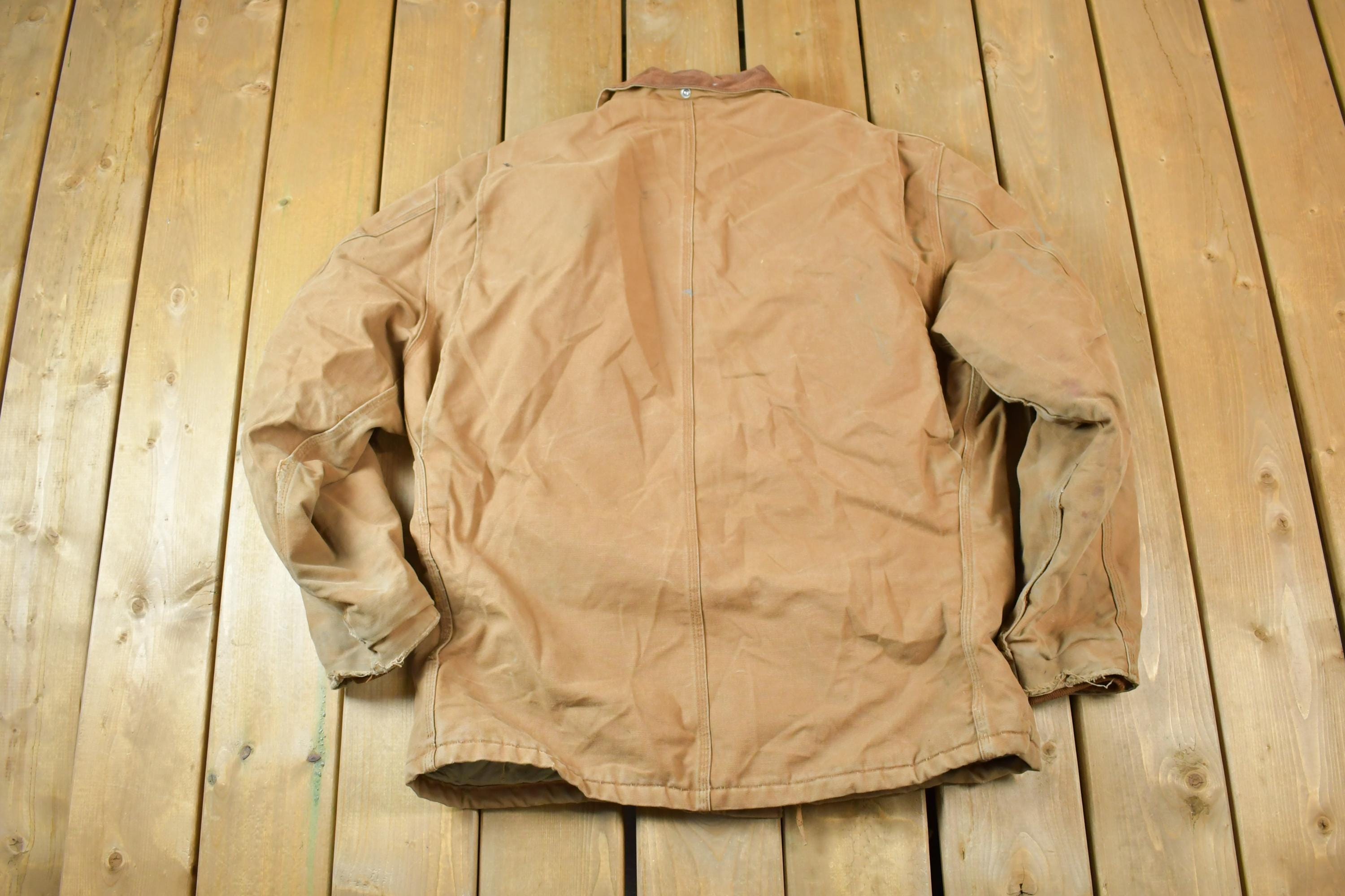 Vintage 1990s Distressed Carhartt Flame Resistant Blanket Lined Jacket Made In USA
