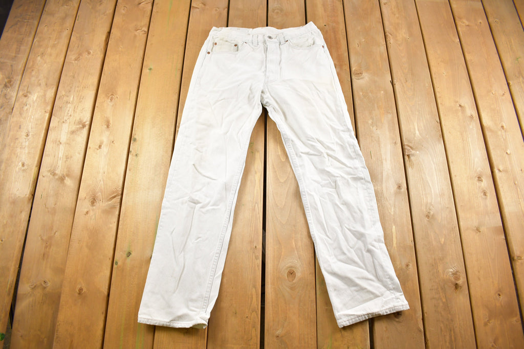 Vintage 1990s Levi's 501 Red Tab White Denim Jeans Size 31 x 28