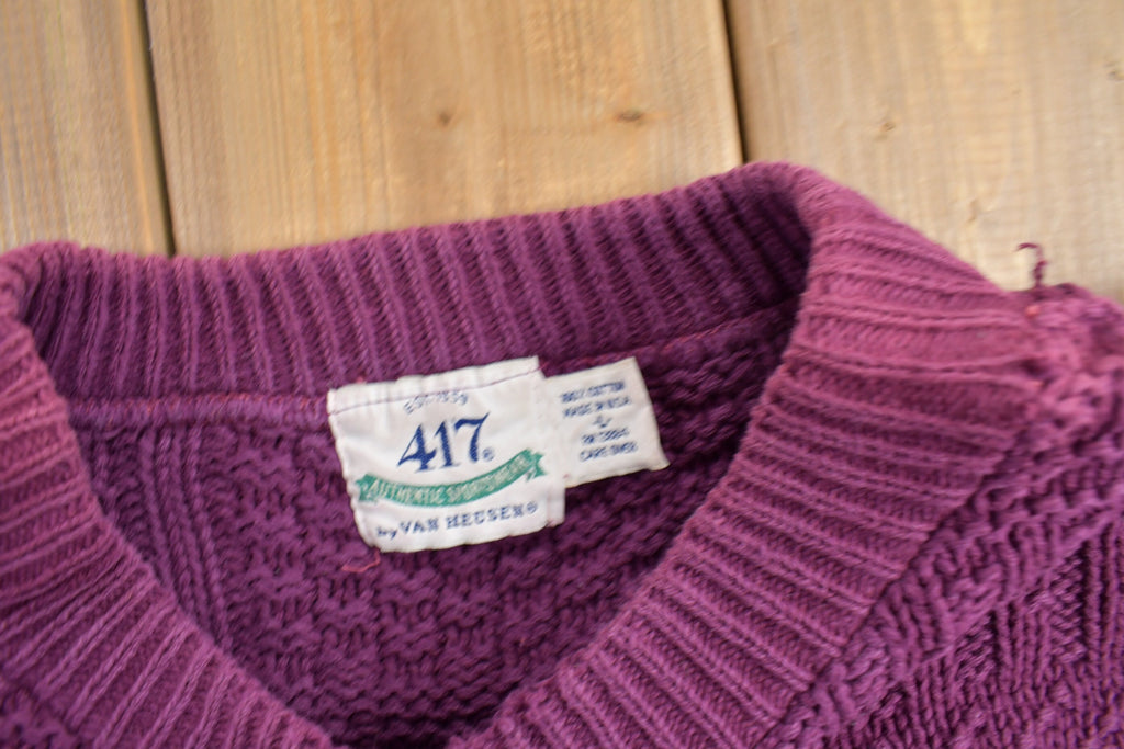 Vintage 1990s Van Heusen 417 Cable Knit Crewneck Sweater