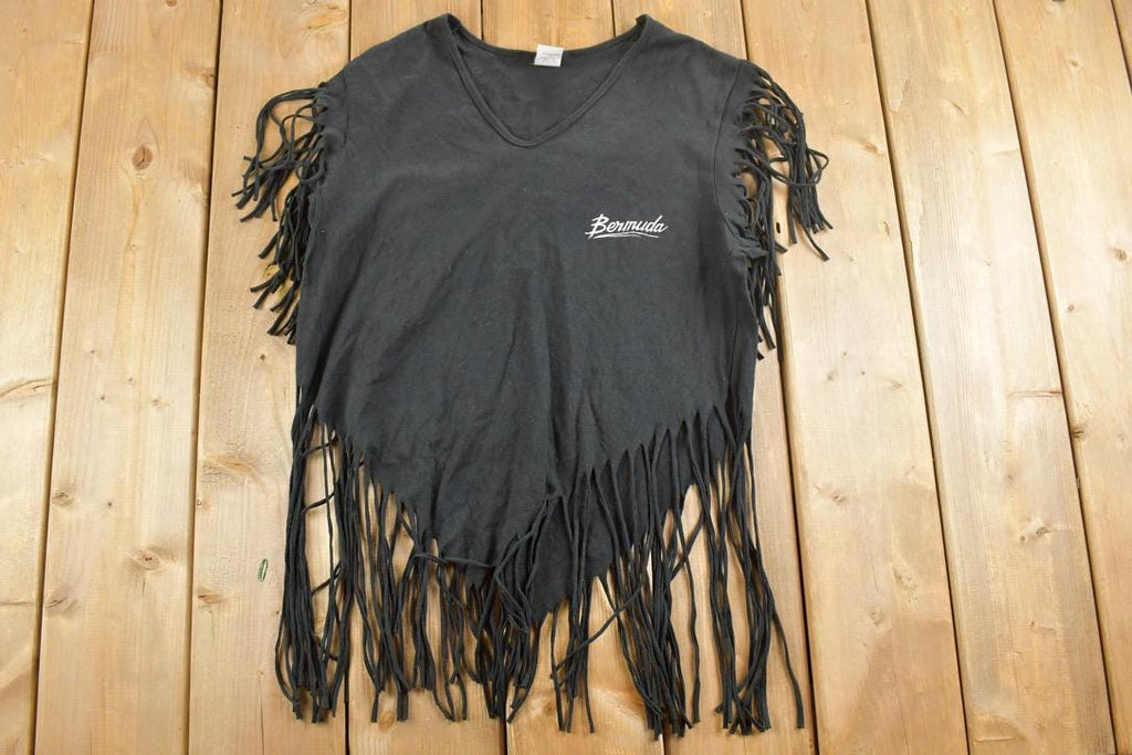 Vintage 1990s Bermuda Frilled Souvenir T-Shirt / Streetwear / Vacation Tee / Travel T Shirt
