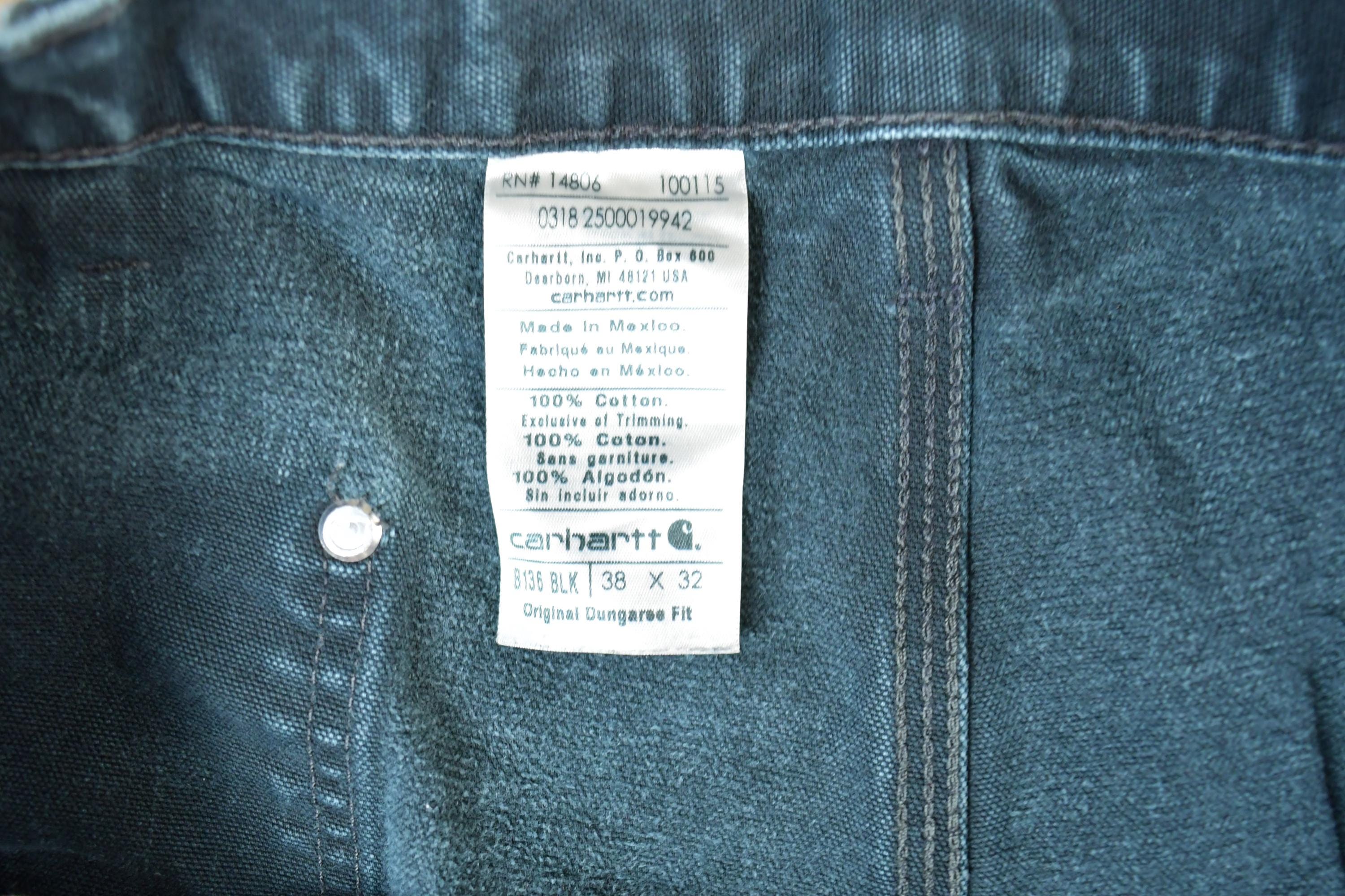 Vintage 1990s Carhartt Double Knee Denim Work Pants Size 38 x 32
