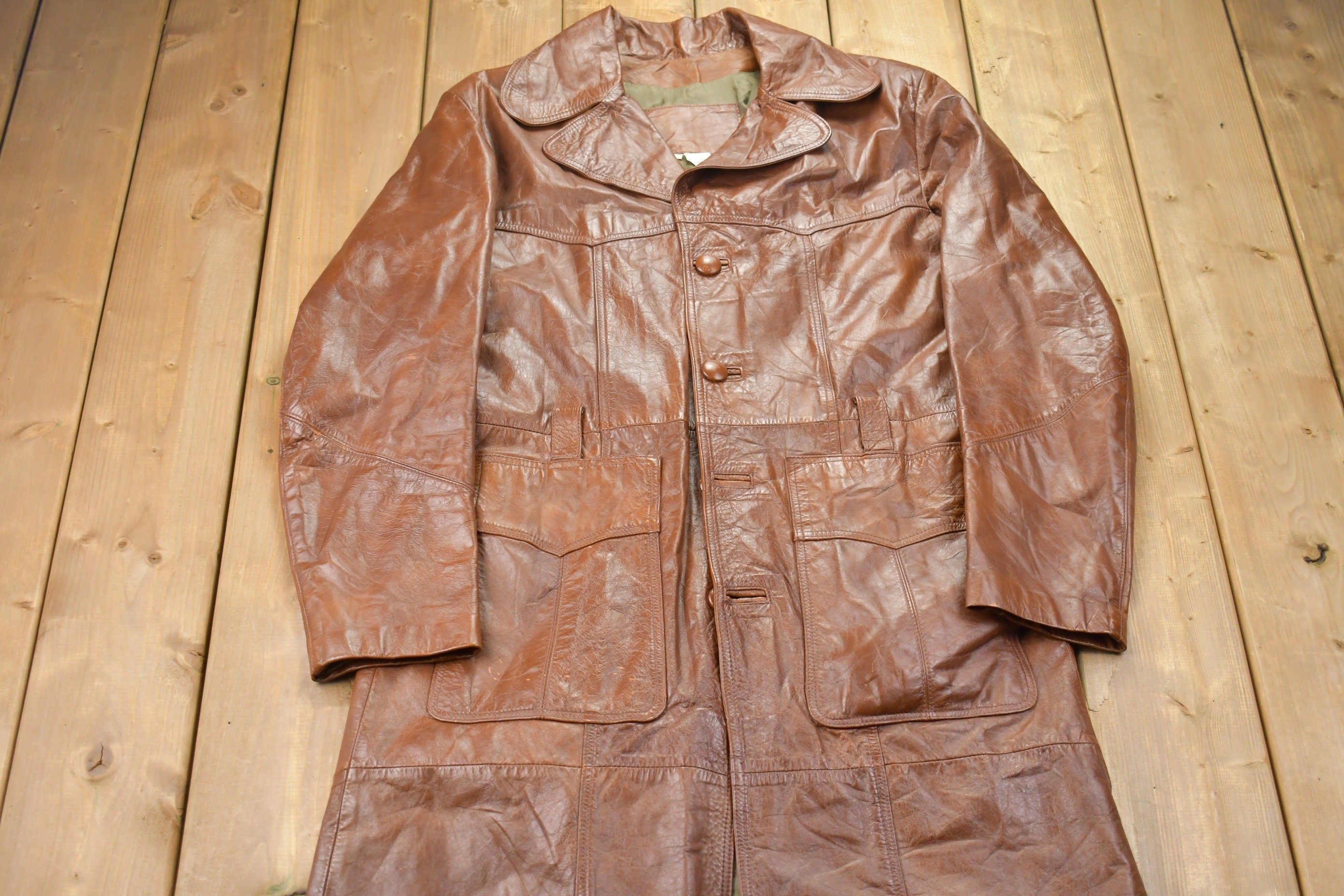 Vintage 1980s Leather Full Length Jacket