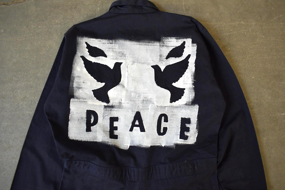 Vintage Custom Handmade Dove Peace Coveralls Jumpsuit Size 40T
