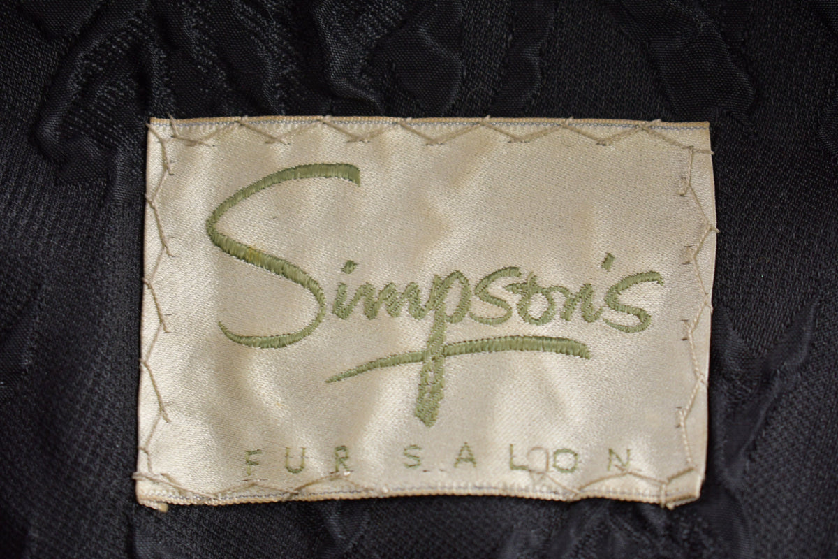 Vintage 1960s Simpsons Mink Collar Salon Fur Collar Full Length Coat