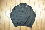 Vintage 1980s Black 3 Button Striped Pocket Collared Shirt
