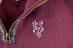 Vintage 1990s Floral Quarter Zip Collared Sweatshirt Made In USA