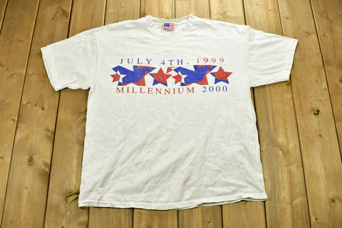 Vintage 1999-2000 July 4th Millennium T-Shirt / Graphic / 90s / Streetwear / Retro / Patriotic T Shirt / Vintage USA / American Vintage
