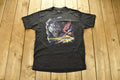 Vintage 1990 Harley Davidson Motorcycles 3D Emblem Black Jaguar Graphic T-Shirt