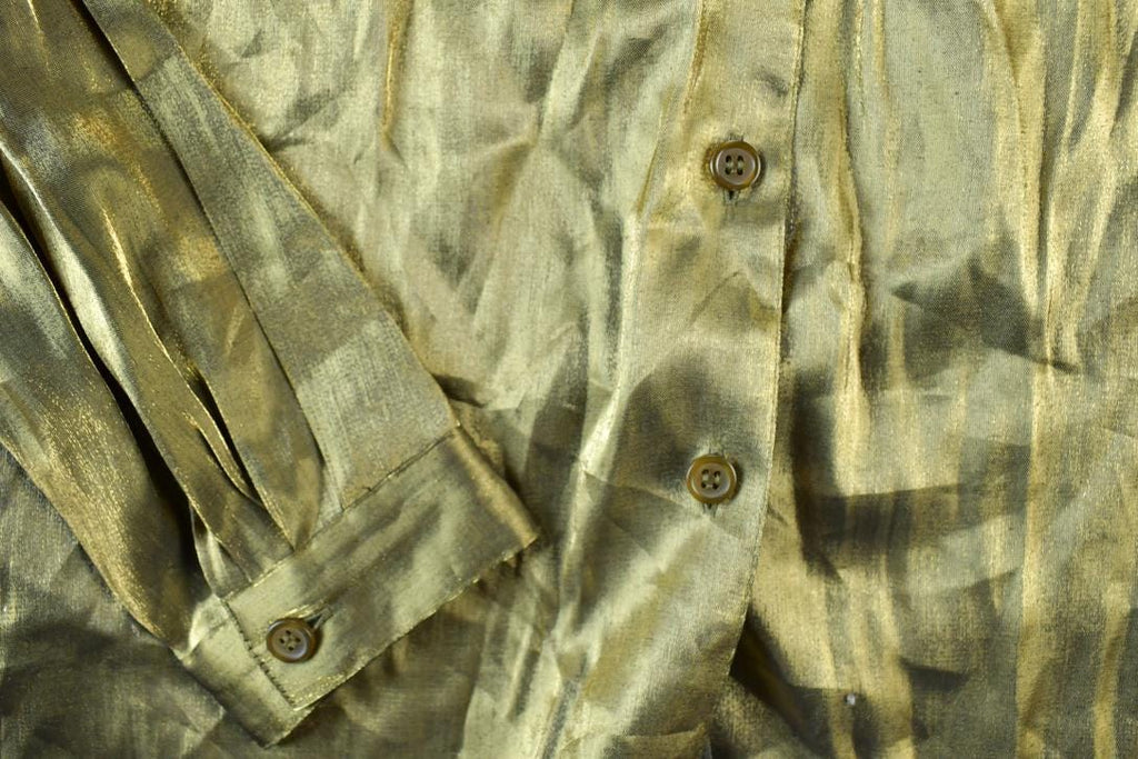 Vintage 1970s Gold Button Up Dress Shirt