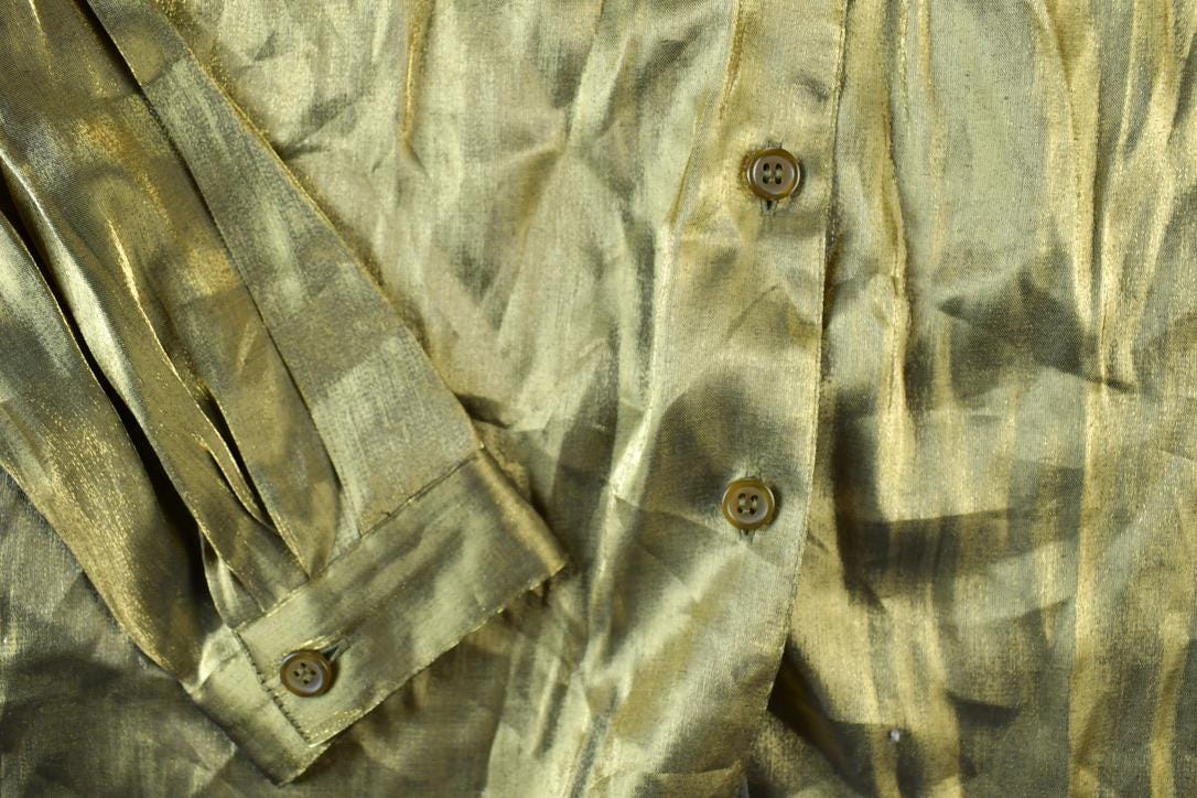 Vintage 1970s Gold Button Up Dress Shirt