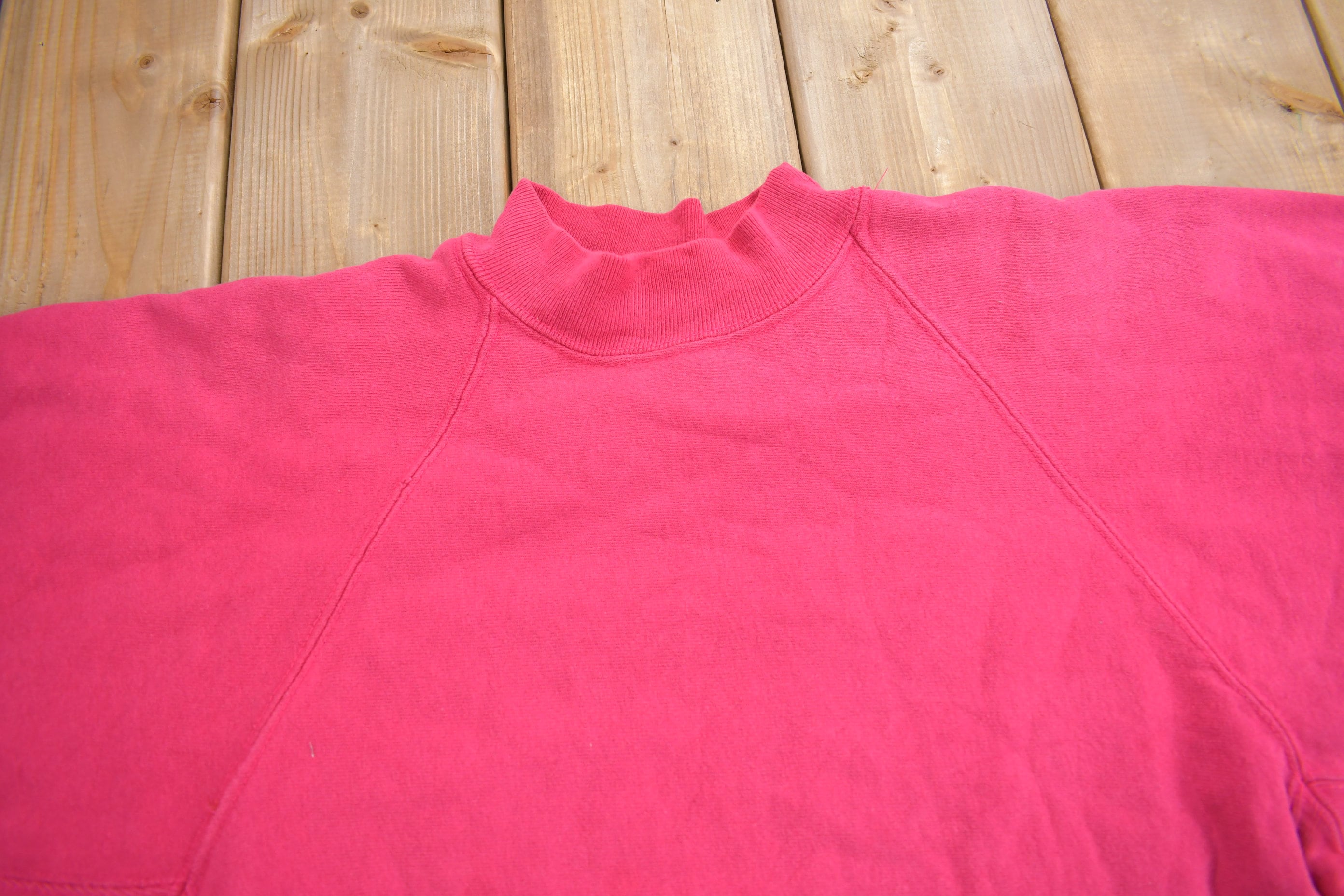 Vintage 1990s Blank Pink Champion Reverse Weave Mock Neck