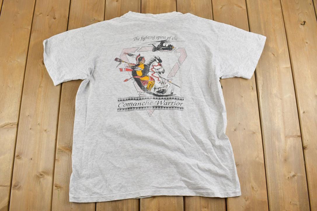 Vintage 1990s Comanche Warrior Spirit Aztec Graphic T-Shirt