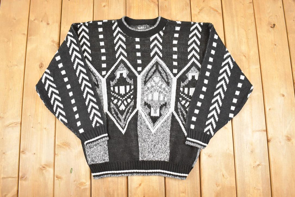 Vintage 1990s Vancourt Abstract Knit Crewneck Sweater Men's L