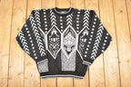Vintage 1990s Vancourt Abstract Knit Crewneck Sweater Men's L