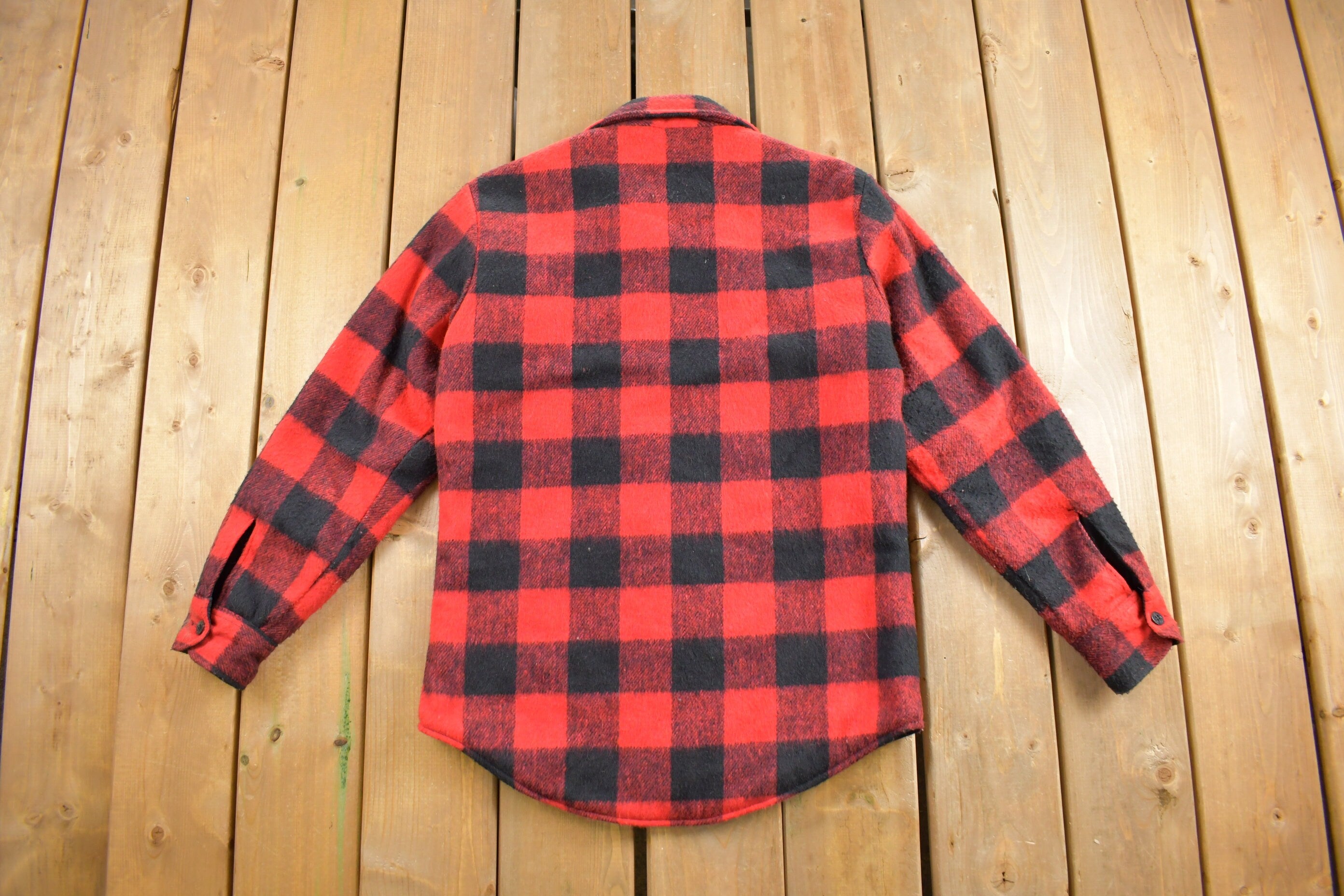 Vintage 1980s WC Buffalo Plaid Wool Button Up Shirt