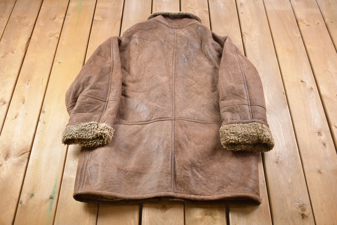 Vintage 1990s Laurence Roy Sherpa Lined Suede Jacket Jacket
