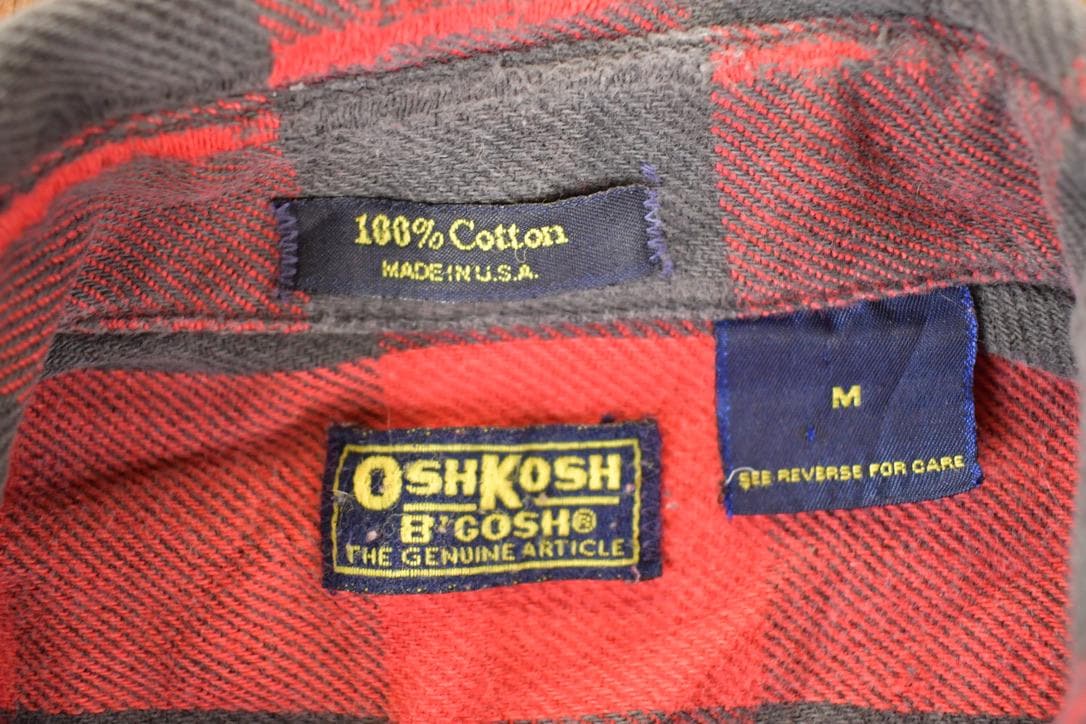 Vintage 1990s Osh Kosh Plaid Western Style Button Up Shirt Men's M