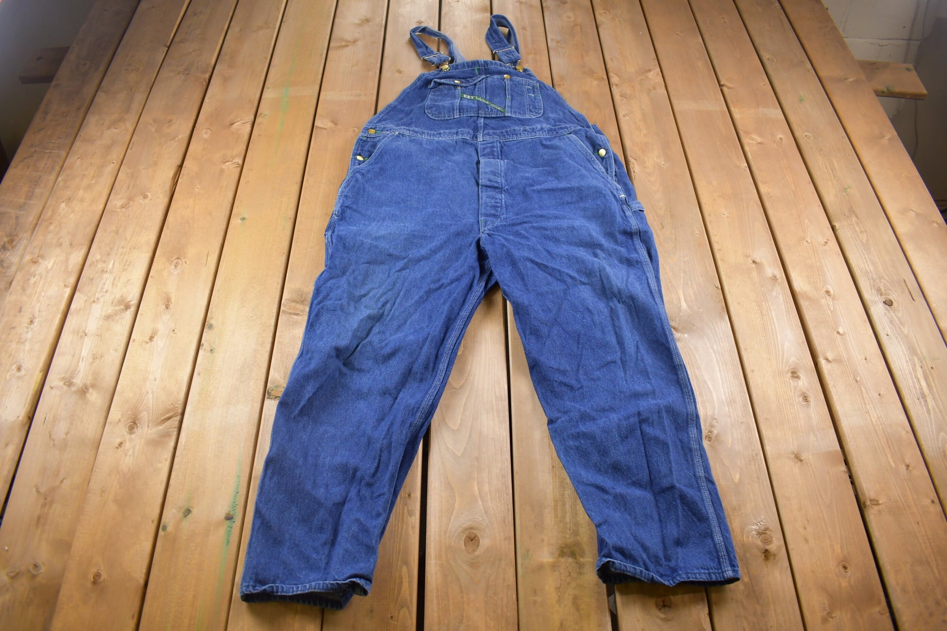 Vintage 1980s Key Imperial Denim Jean Overalls Size 44 x 28