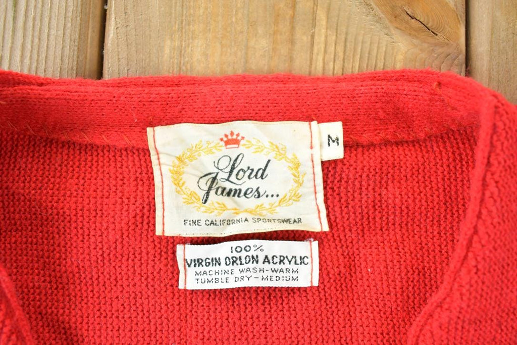 Vintage 1970s Lord James Knit Perfect Mild Distress Cardigan Sweater Made In USA
