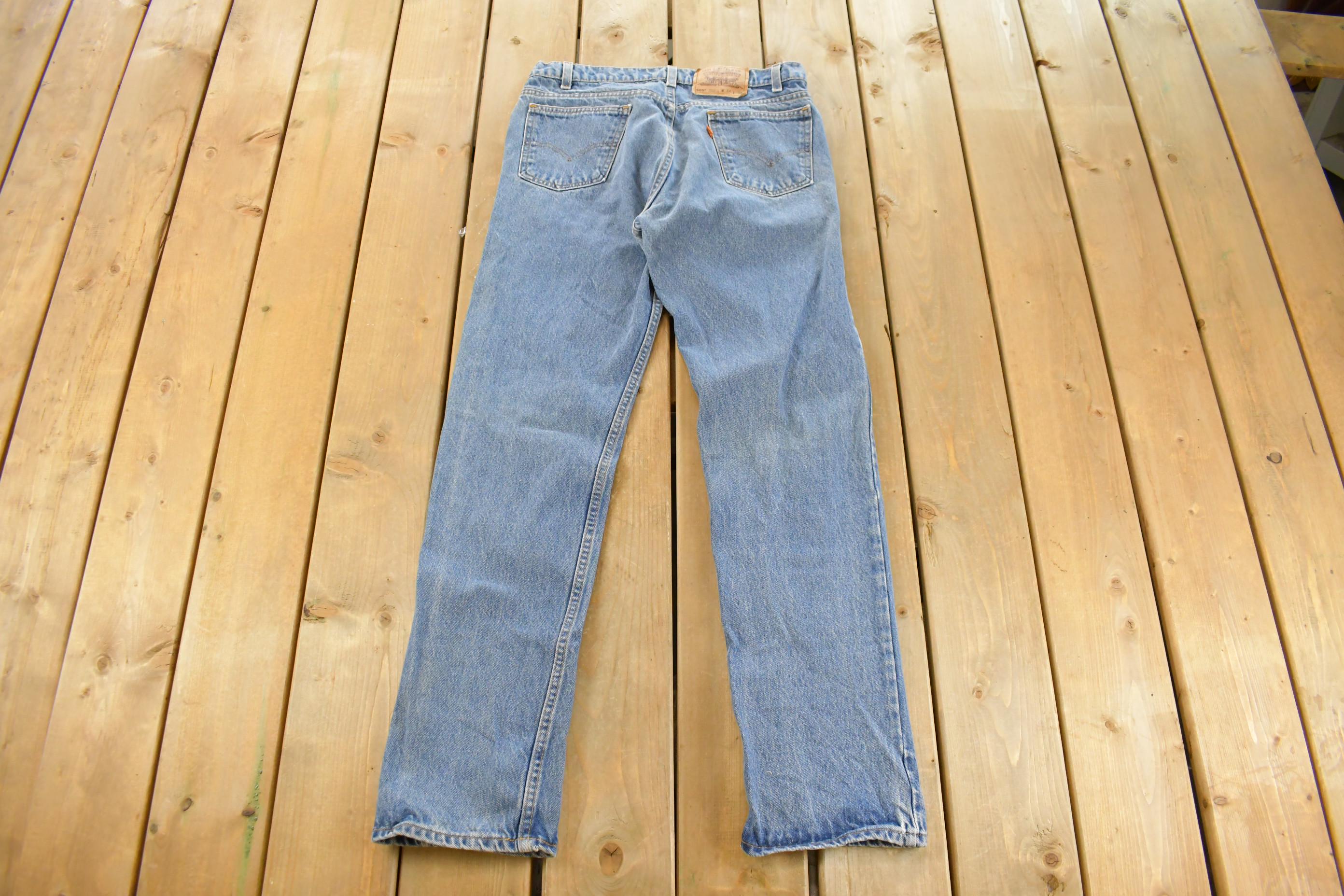 Vintage 1990s Levi's 505 Regular Straight Fit Orange Tab Denim Jeans Men's 33 x 32