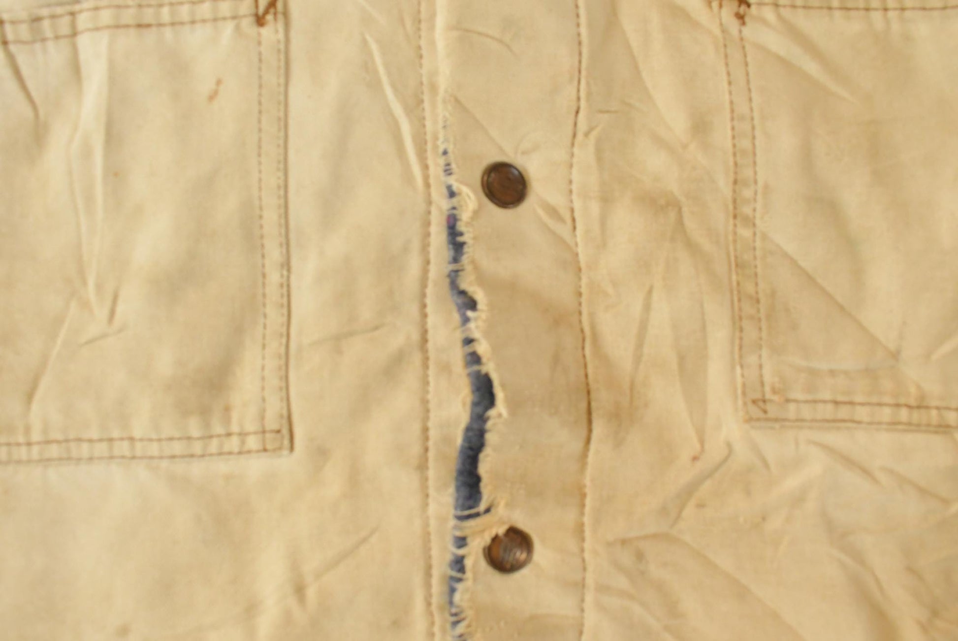 Vintage 1990s Dickies Blanket Lined Distressed Chore Jacket Men's Medium / 90s Dickies / Denim Jacket / Vintage Workwear / Barn Coat