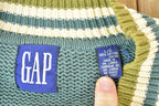 Vintage 1990s Gap V Neck Knit Cable Knit 100% Cotton Sweater Made In
