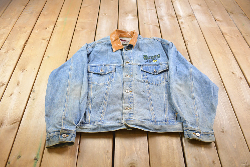 Vintage 1990's Green Bay Packers NFL Pro Elite Embroidered Jean Jacket