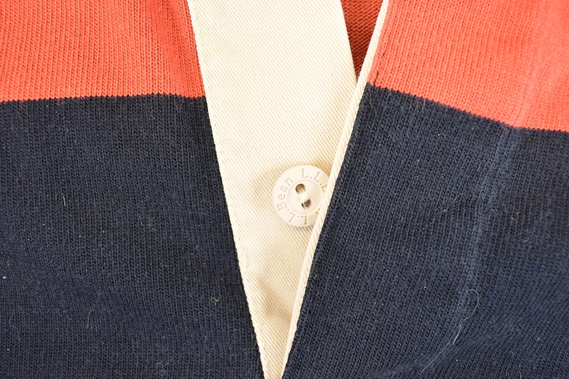 Vintage 1990s LL Bean Quarter Button Striped Rugby Shirt Men's M