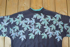 Vintage 1990s Artisans Maple Leaf All Over Print Button Up Crewneck