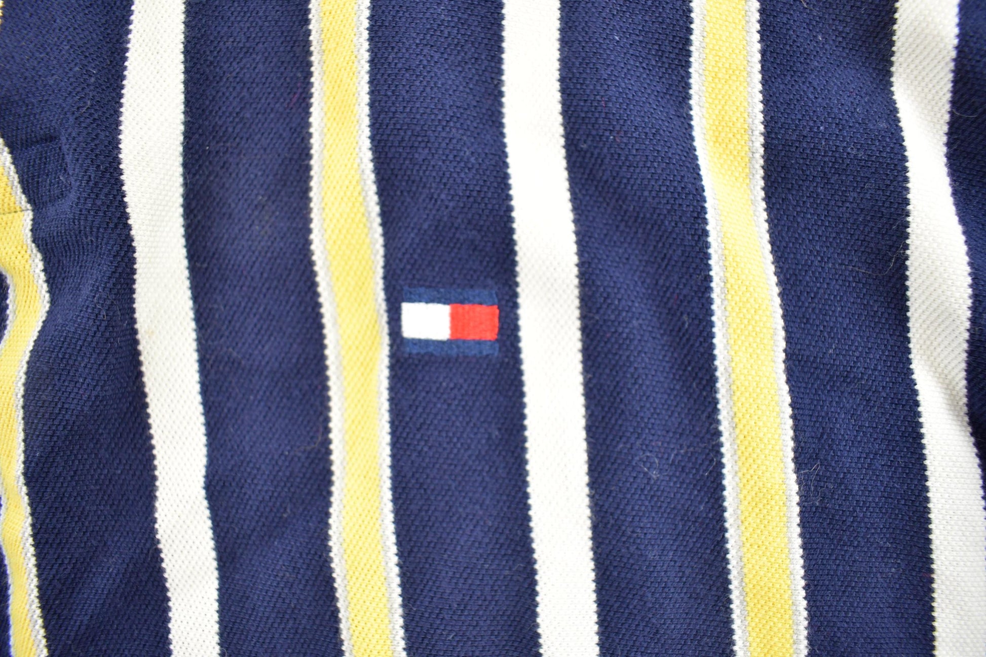 Vintage 1990s Tommy Hilfiger Striped 3 Button Short Sleeve Shirt