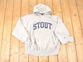 Vintage 1990's Stout Champion Reverse Weave Embroidered Hoodie Sweatshirt Mens L