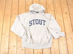 Vintage 1990's Stout Champion Reverse Weave Embroidered Hoodie Sweatshirt Mens L