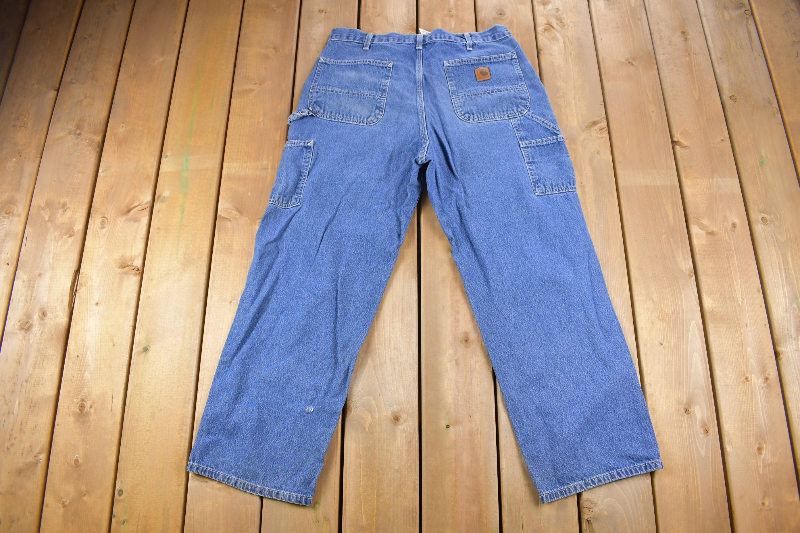 Vintage 1990s Carhartt Denim Cargo Jeans Size 34 x 30