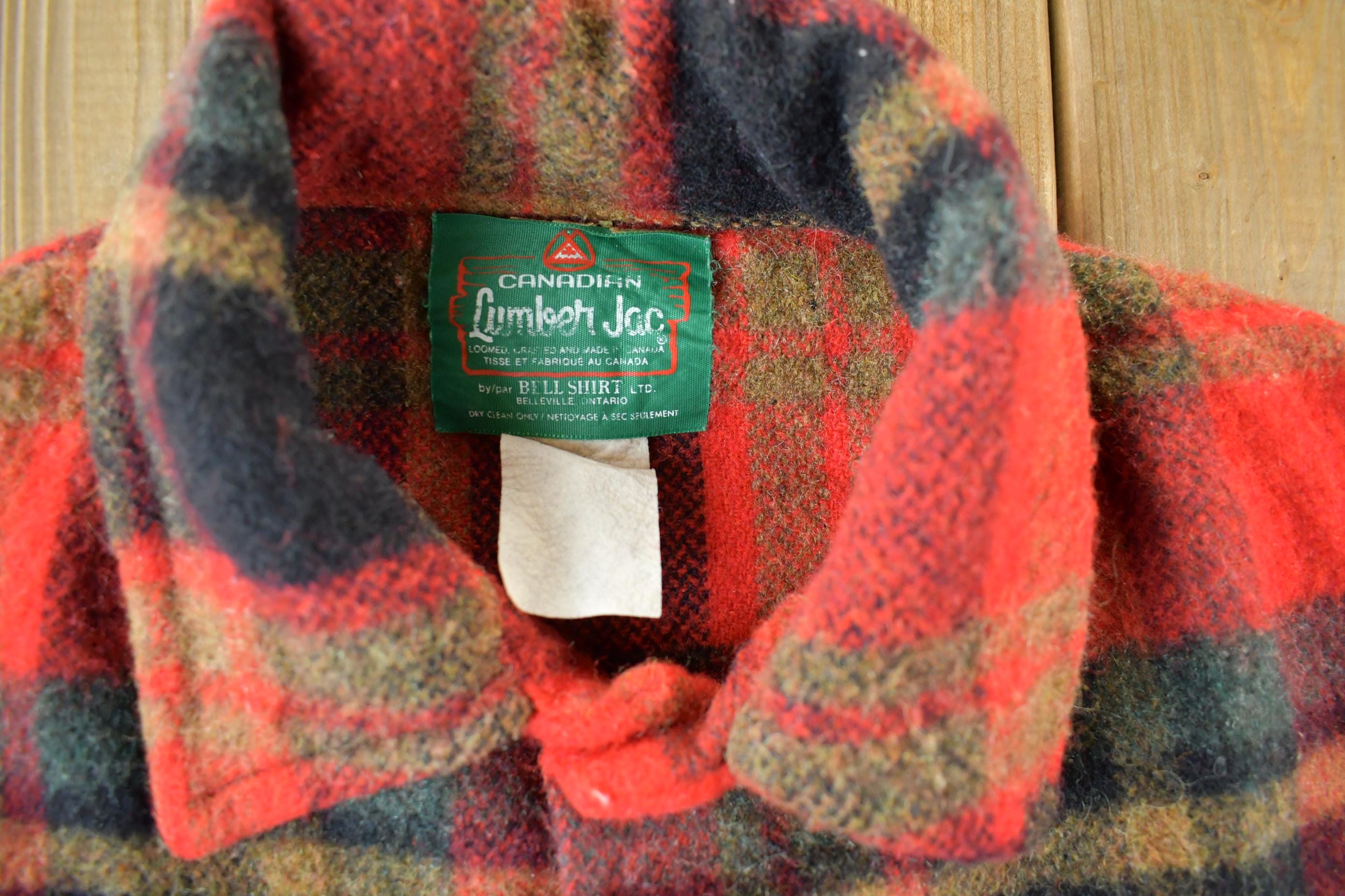 Vintage 1970s Canadian Lumber Jac Wool Flannel Shirt Jacket Men's M-L