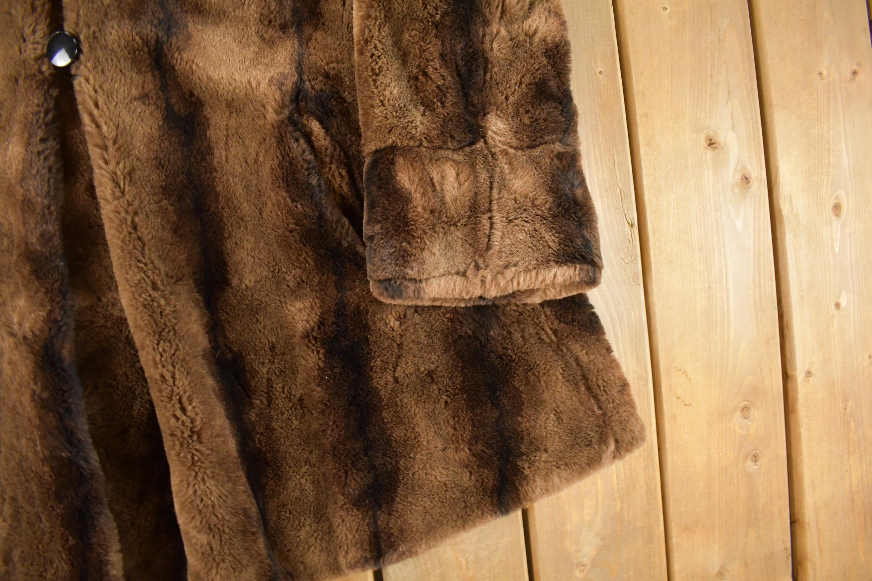 Vintage 1980s Faux Fur Modacrylic Jacket Coat Women's XL
