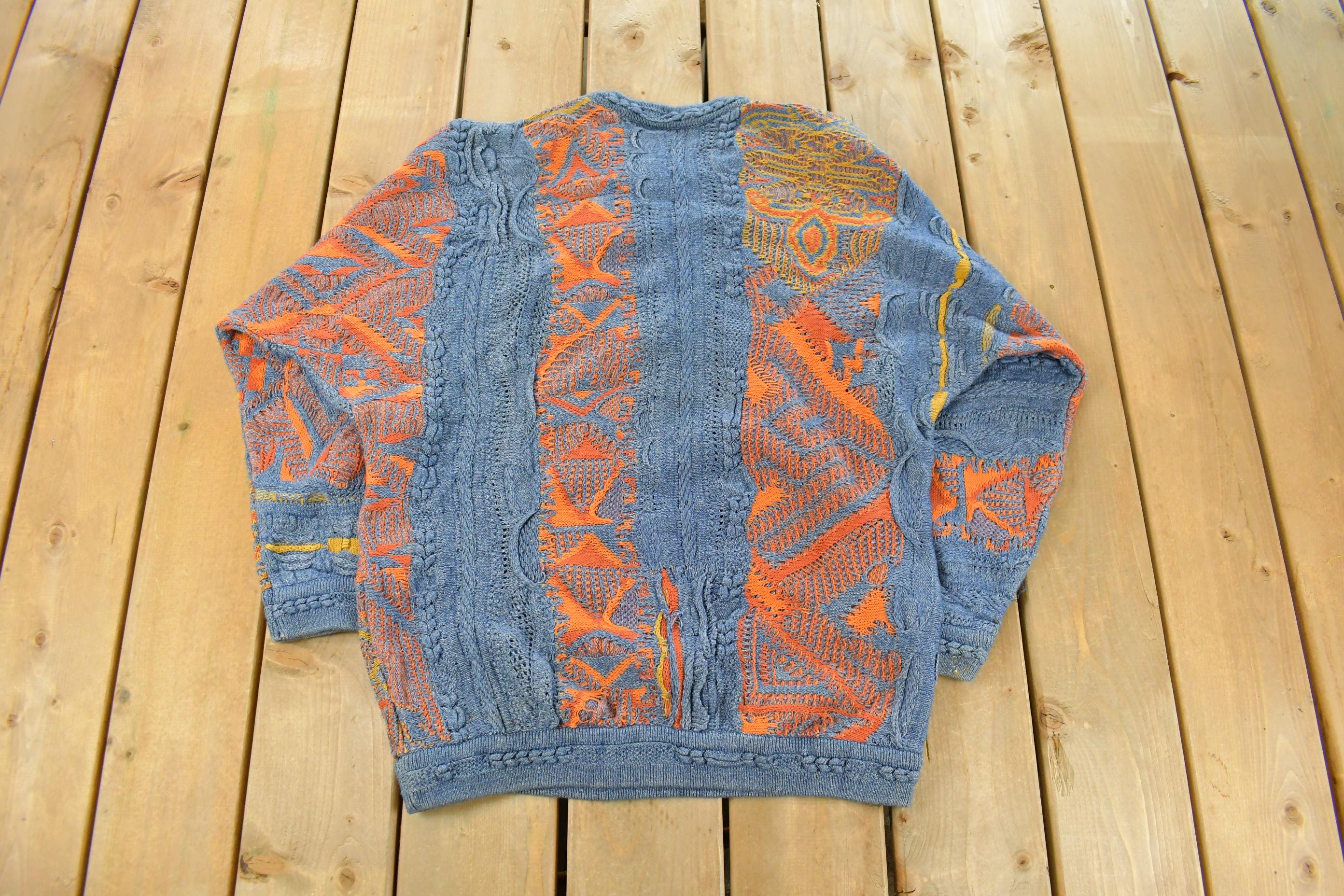 Vintage 1990s Coogi Blues 3D Abstract Knit Sweater Men's Medium / 90s Coogi / Made In Australia / Streetwear / American Vintage / Hip Hop