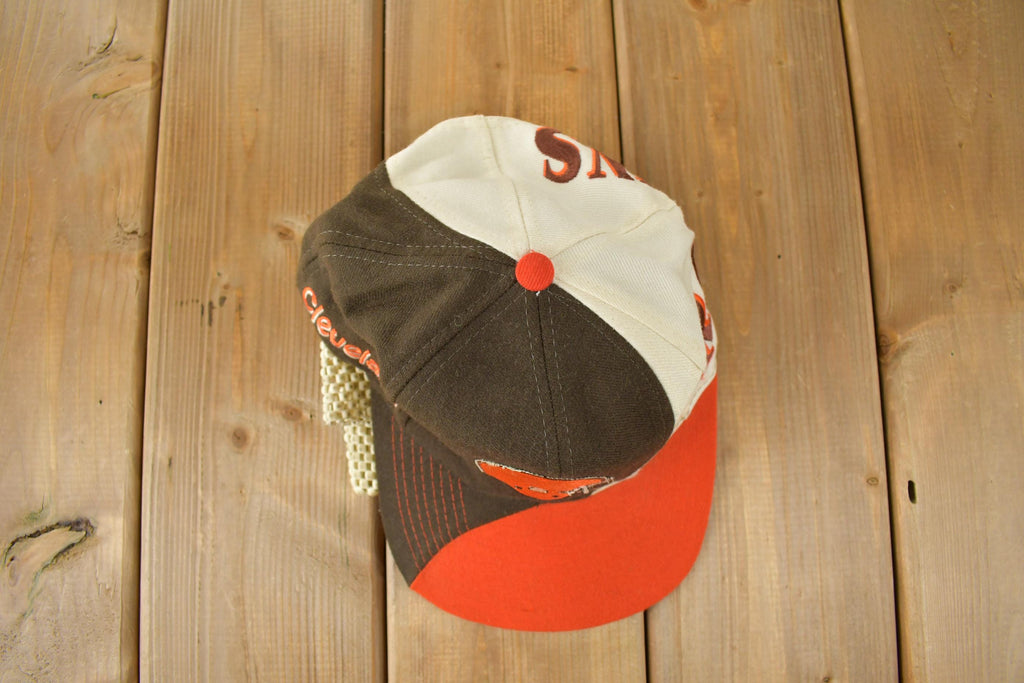 Vintage 1990s Cleveland Browns NFL Big Logo Swirl Snap Back Hat