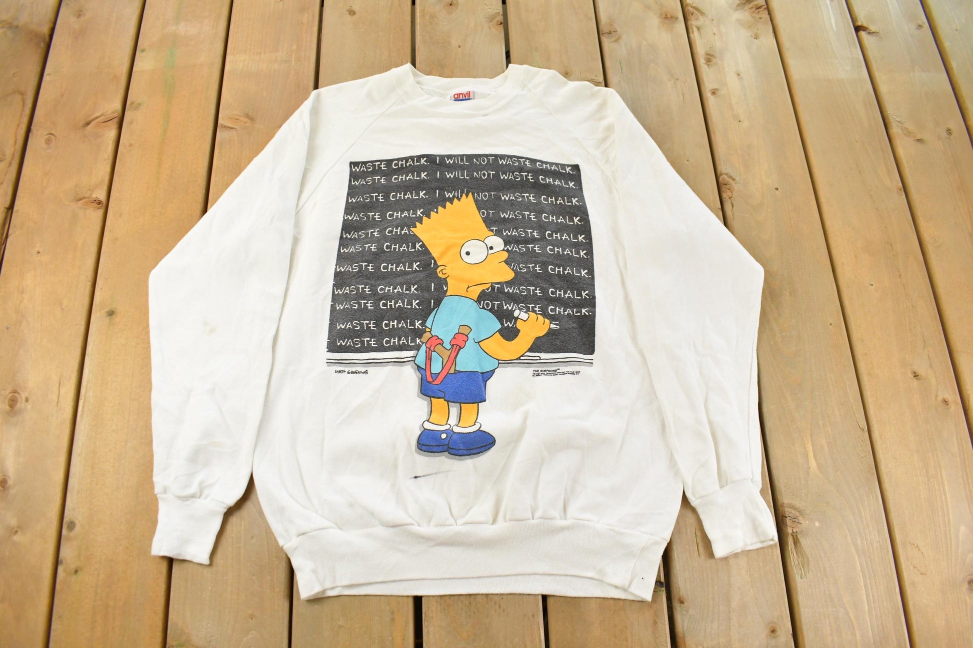 Vintage 1990s Bart Simpson Graphic Crewneck Sweatshirt Men's Medium / 90s Crewneck / Made In USA / Raglan Sweater / TV Cartoon Promo