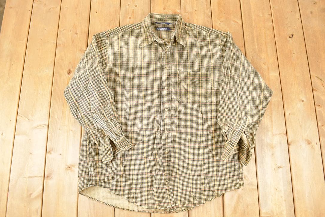Vintage 1990s Nautica Western Style Plaid Button Up Shirt Men's XL