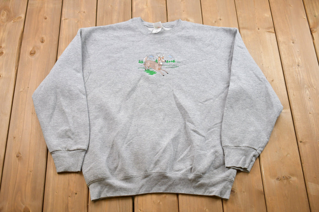 Vintage 1990s Deer Animal Crewneck Sweatshirt