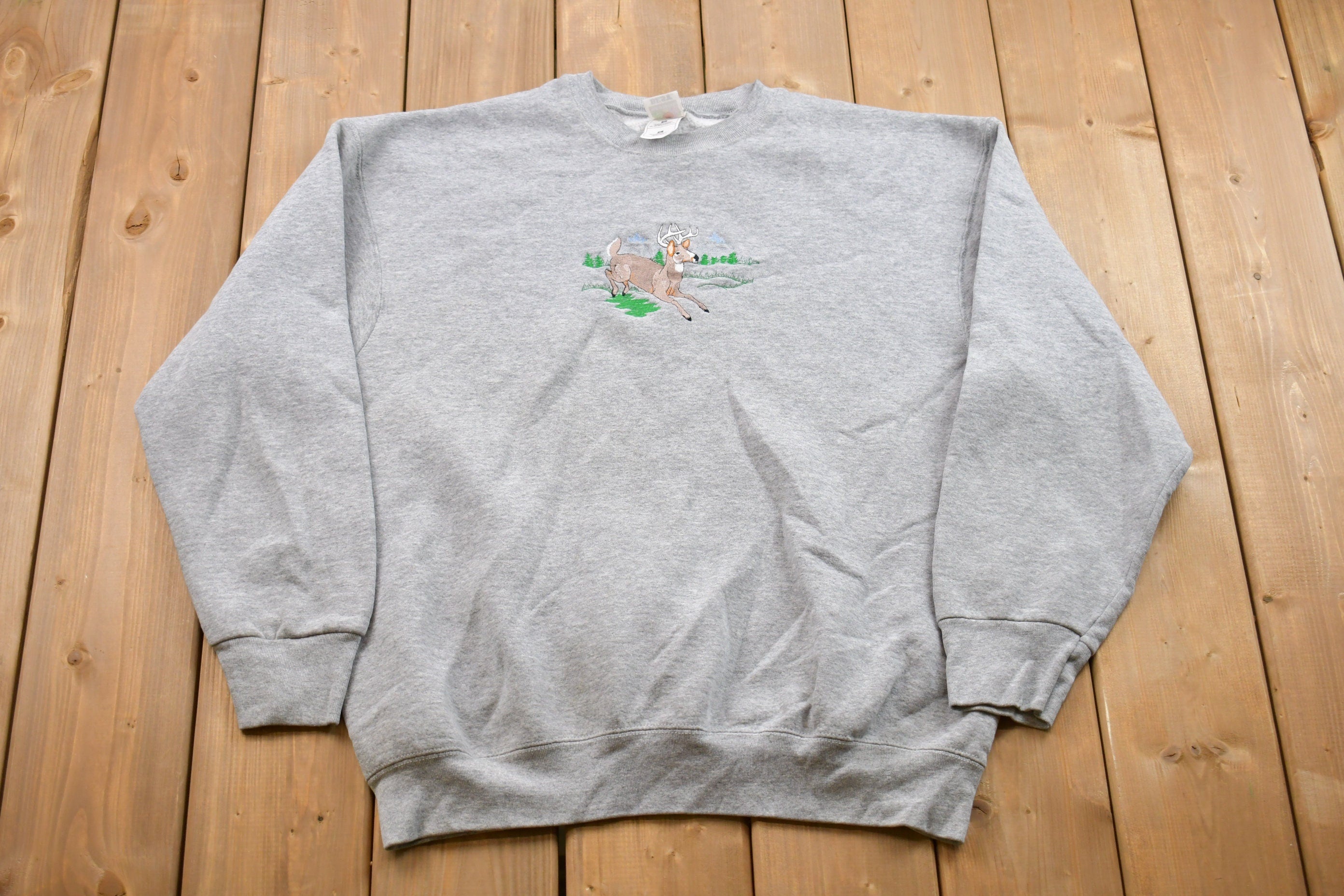 Vintage 1990s Deer Animal Crewneck Sweatshirt